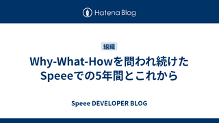 Why-What-Howを問われ続けたSpeeeでの5年間とこれから