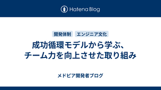 成功循環モデルから学ぶ、チーム力を向上させた取り組み